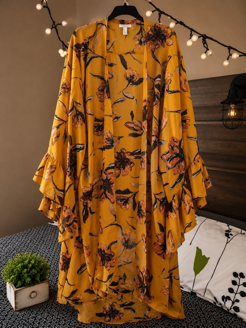 Live 4 Truth Mustard Yellow Floral Kimono Jacket